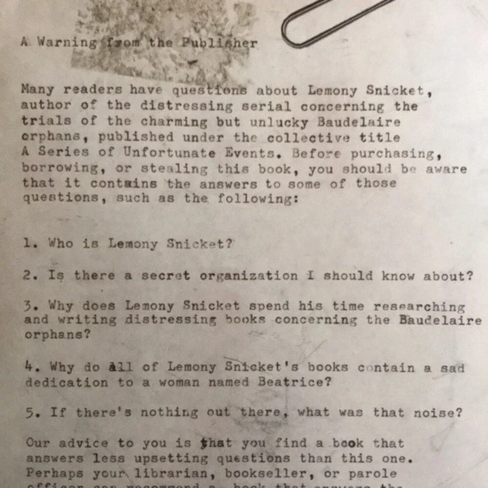 Lemony Snicket Book The Unauthorized Autobiography